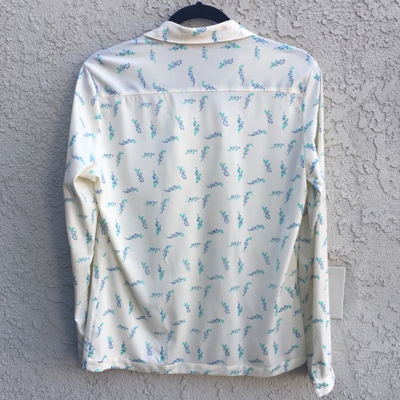 Pykettes long sleeve cream button up with lavender - Picture 4 of 6